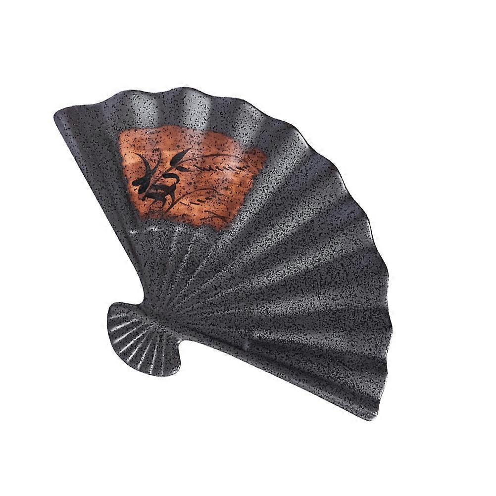 Ceramic Barbecue Plate Sector Shaped for Serving 2Pcs Black Tableware