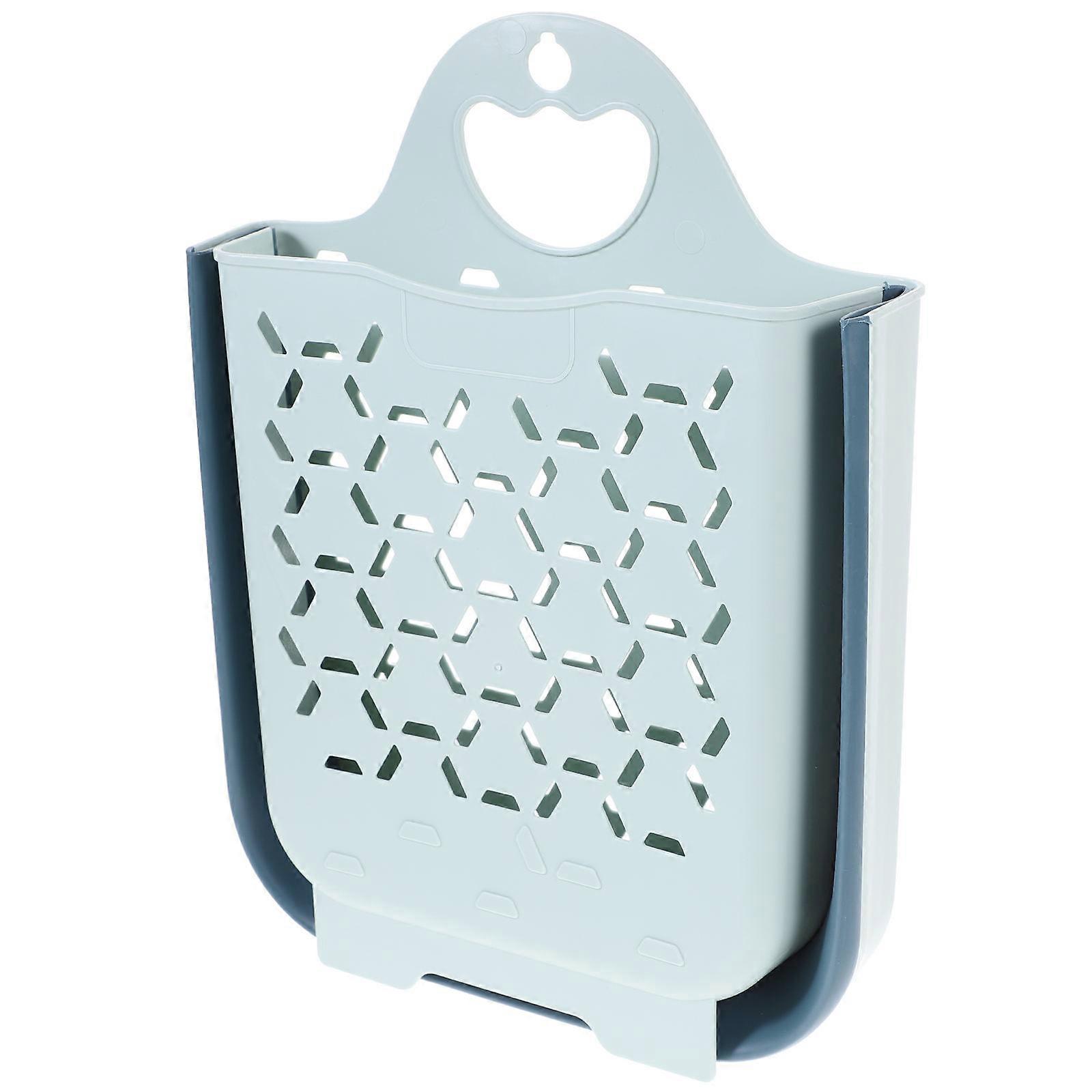 Laundry Basket Wall Mount Folding for Clothes Storage Blue