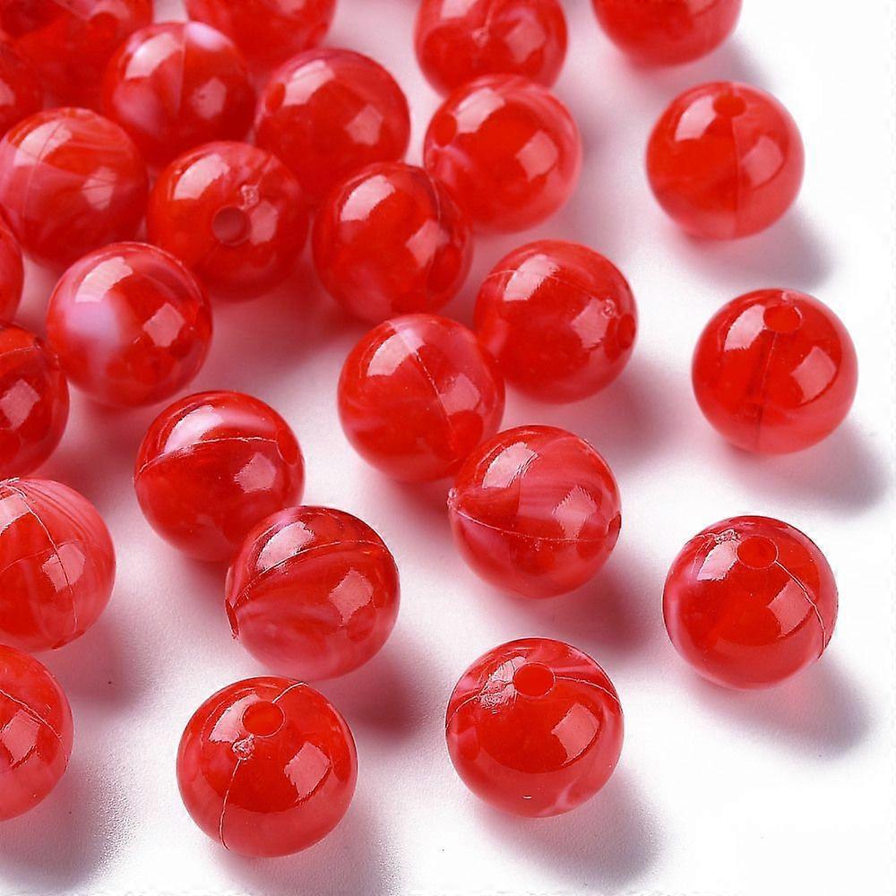Acrylic Beads Imitation Gemstone Round Red 12mm Hole: 2mm