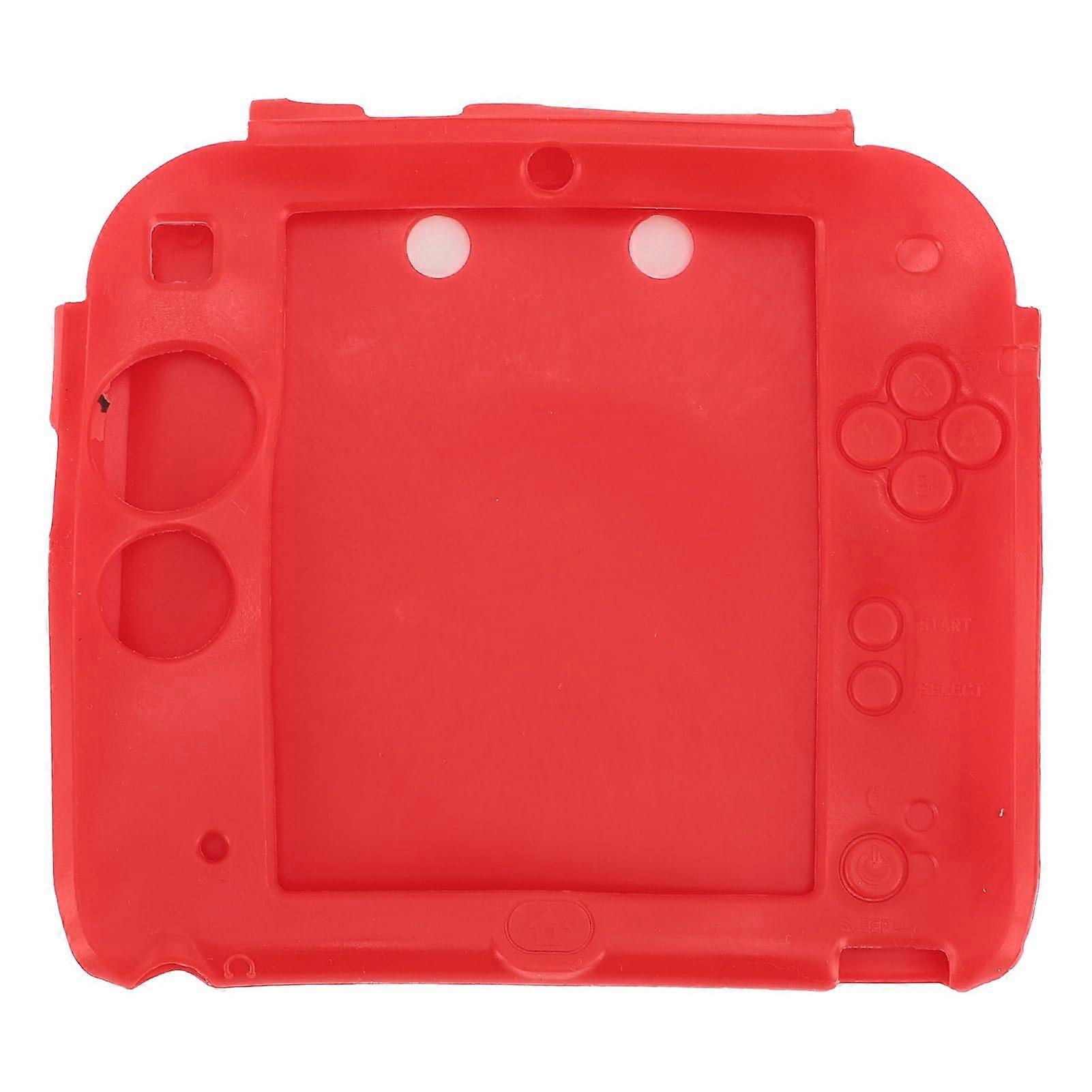 Case with Shockproof Silicone Cover and HD Clear Screen Protector Red for Nintendo 2DS