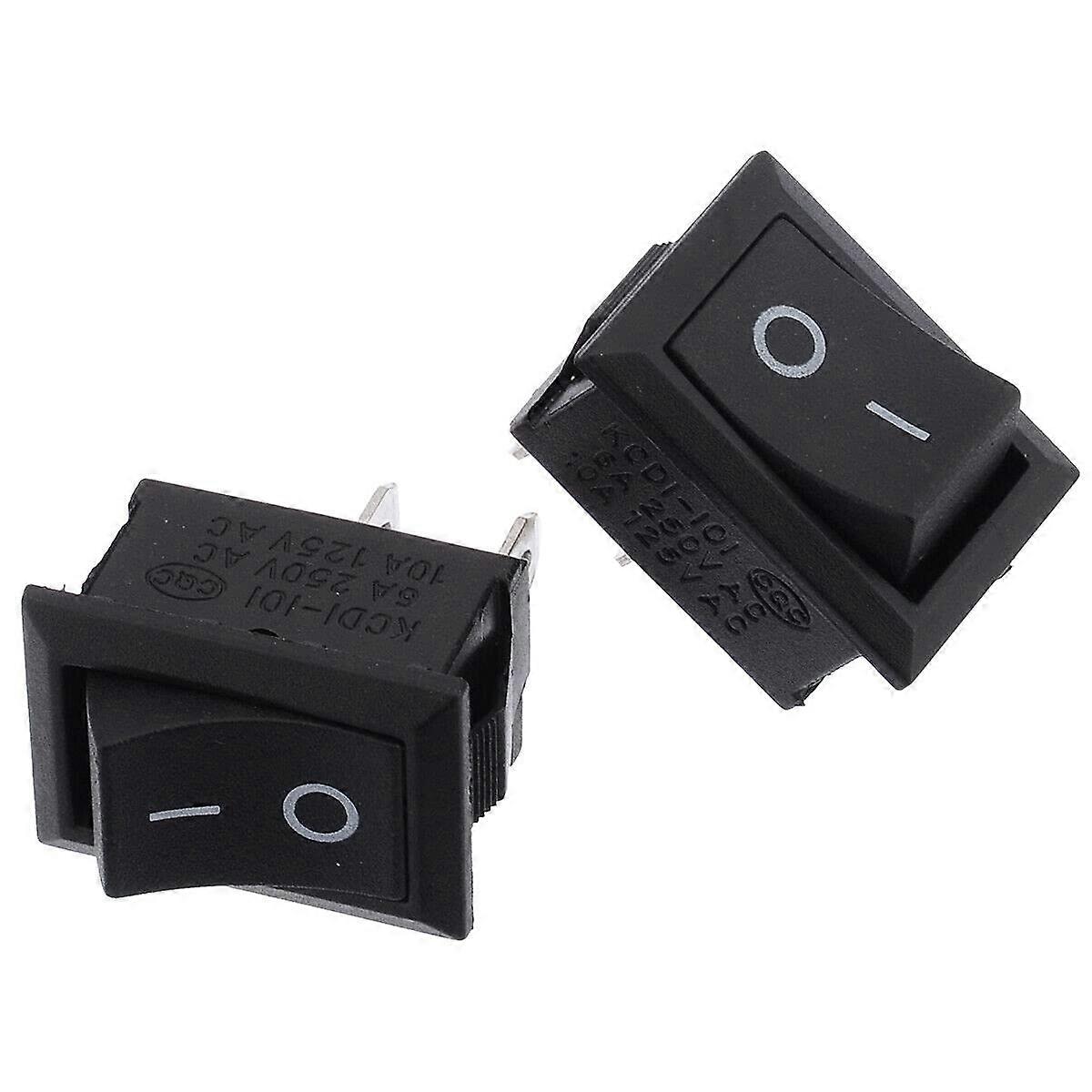 2X Black Rocker Switch Durable On/Off Control AC DC 12V 125V 250V Rectangular Flush Mount
