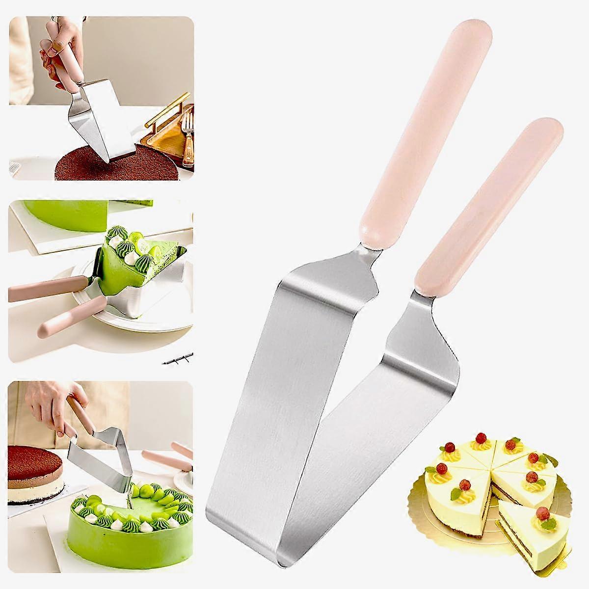 Stainless Steel Cake Cutter with Double Ergonomic Handle, RustProof Server for Wedding and Baking