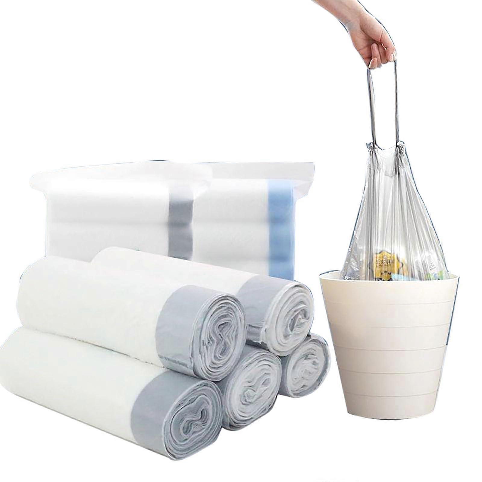 Small Trash Bags 4 Gallon Drawstring Closure for Kitchen Bathroom Office White 75 Count