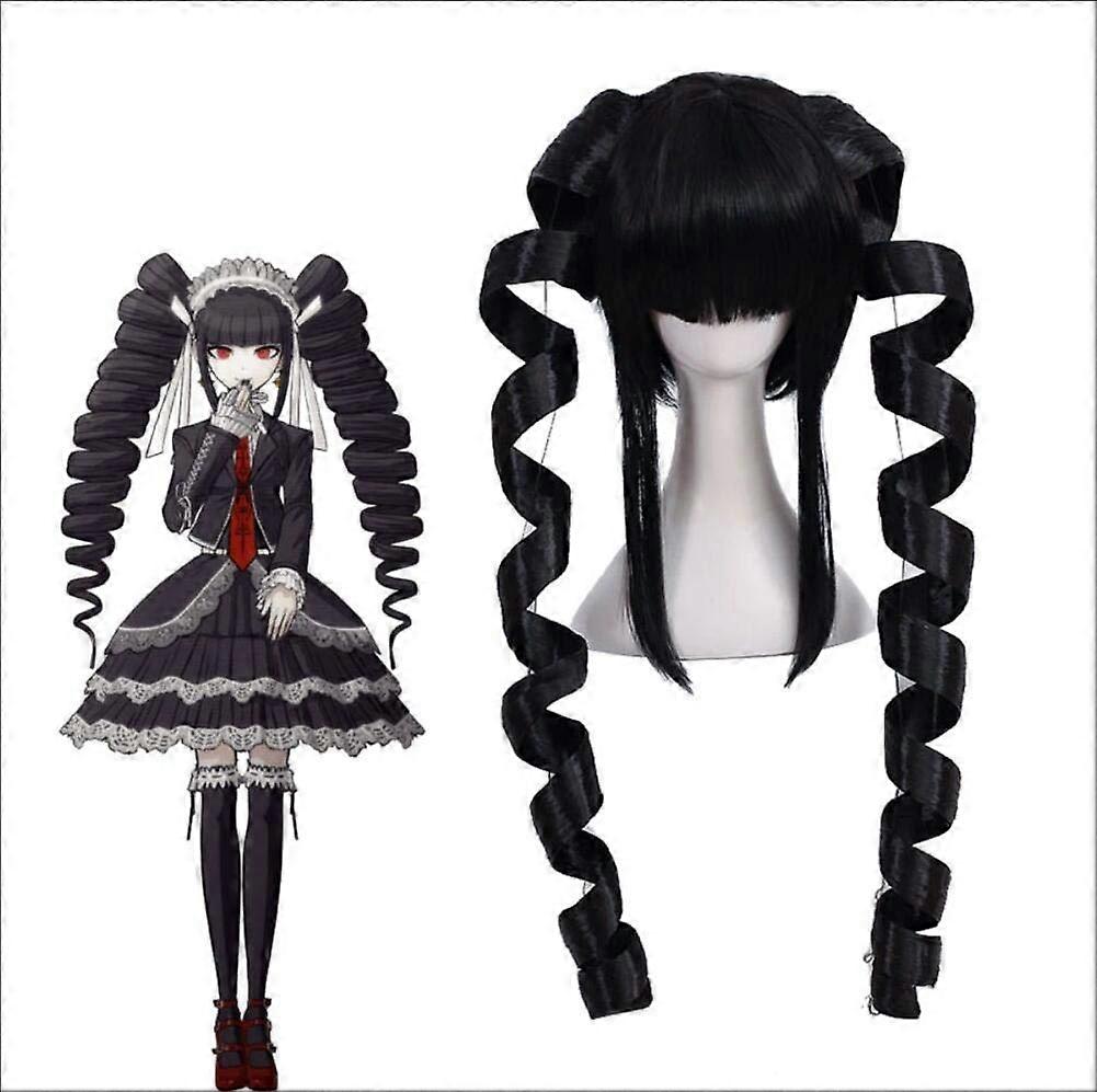 Cosplay Wig Long Black Curls Heat Resistant Anime Styling