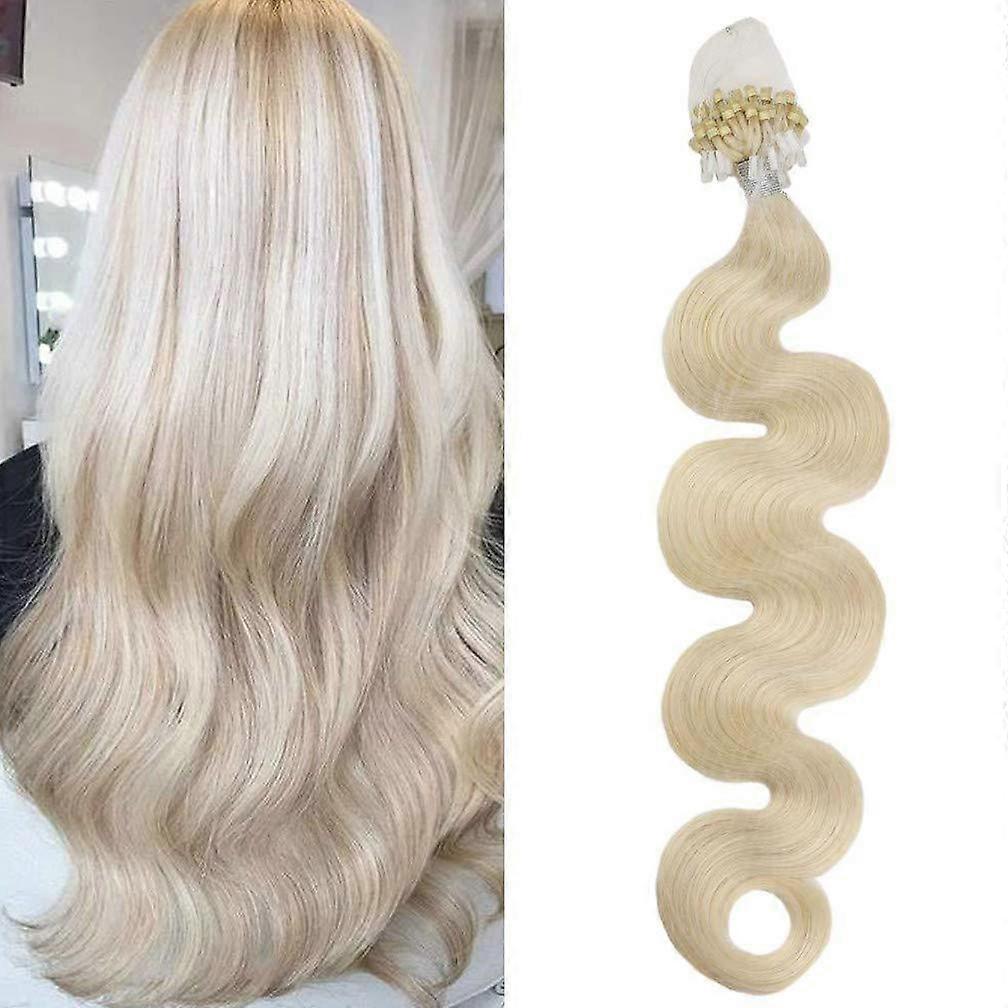 30 Inch Wavy Human Hair Extensions, 100 Strands Micro Loop Ring, Natural Remy Low Damage