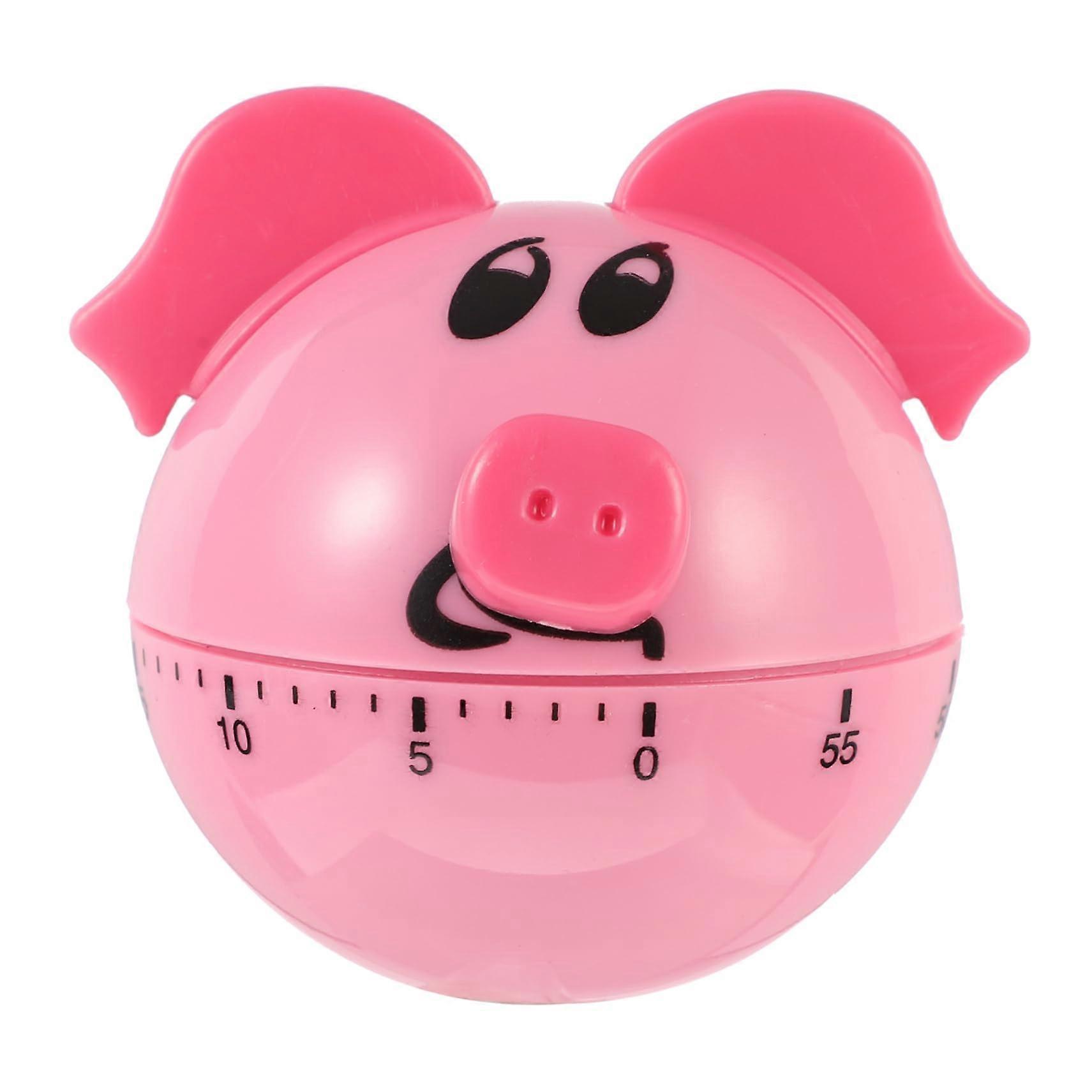 Pink Pig Mechanical Kitchen Timer Cute Animal Design Accurate Cooking Reminder Battery