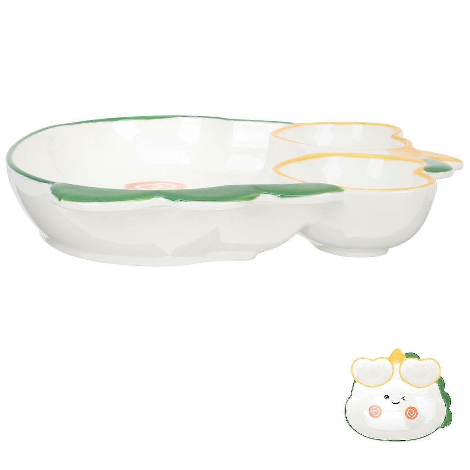 Compact Dumpling Dish Ceramic Serving Plate Decorative Tray Household Tableware 24x20.5cm 1Pack