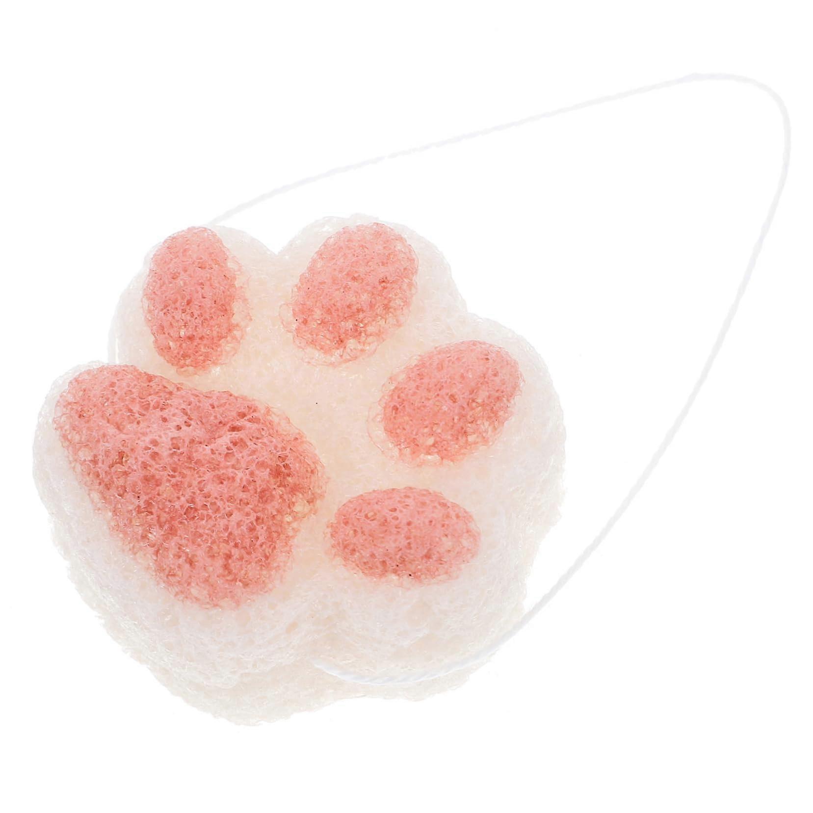 Soft Exfoliating Bath Sponge with Bubble Generating Shower Puff, Gentle Scrub, Cute Cat Claw Design