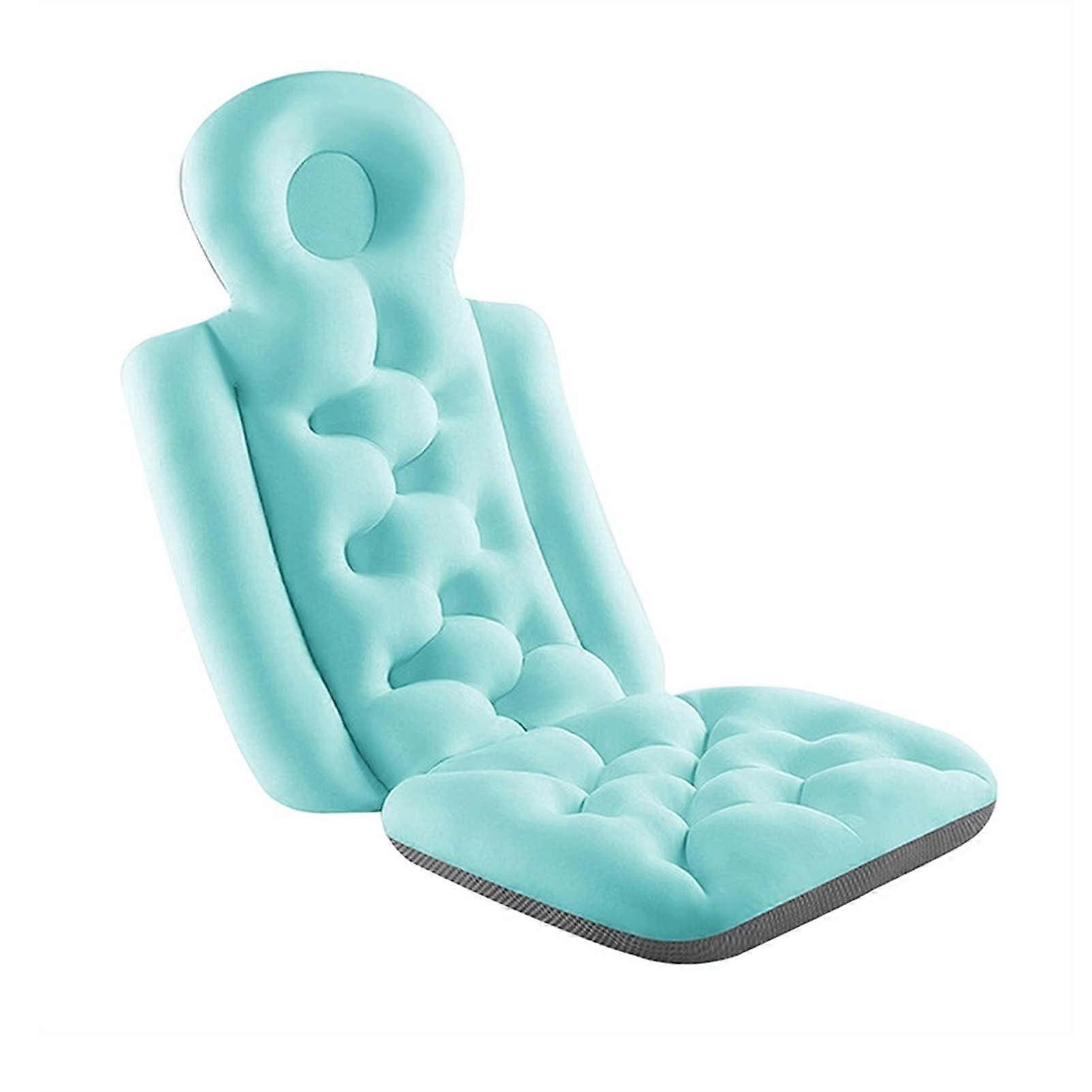 Bath Pillow Blue Ergonomic Head Neck Support Waterproof QuickDry Cushion for Spa Tub