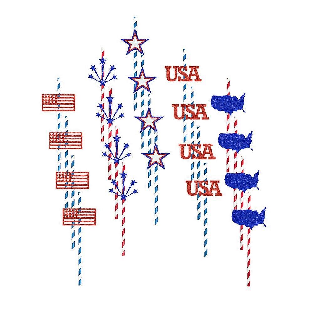 Decorative Independence Day Straw Paper Straws for Decoration 20Pcs Assorted
