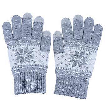 Winter Touch Screen Gloves Wool Knitted Gloves for Wearing 1Pair Grey