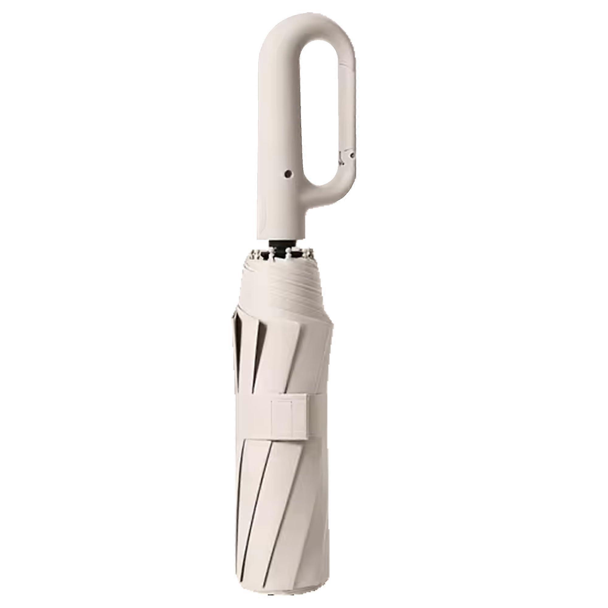 Windproof Folding Umbrella Beige with Automatic Open and Close, Compact Travel Design