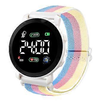 LED Electronic Watch with Luminous Round Dial, Time/Date Display, Adjustable Elastic Braided Band – Compatible with All Wrist Sizes