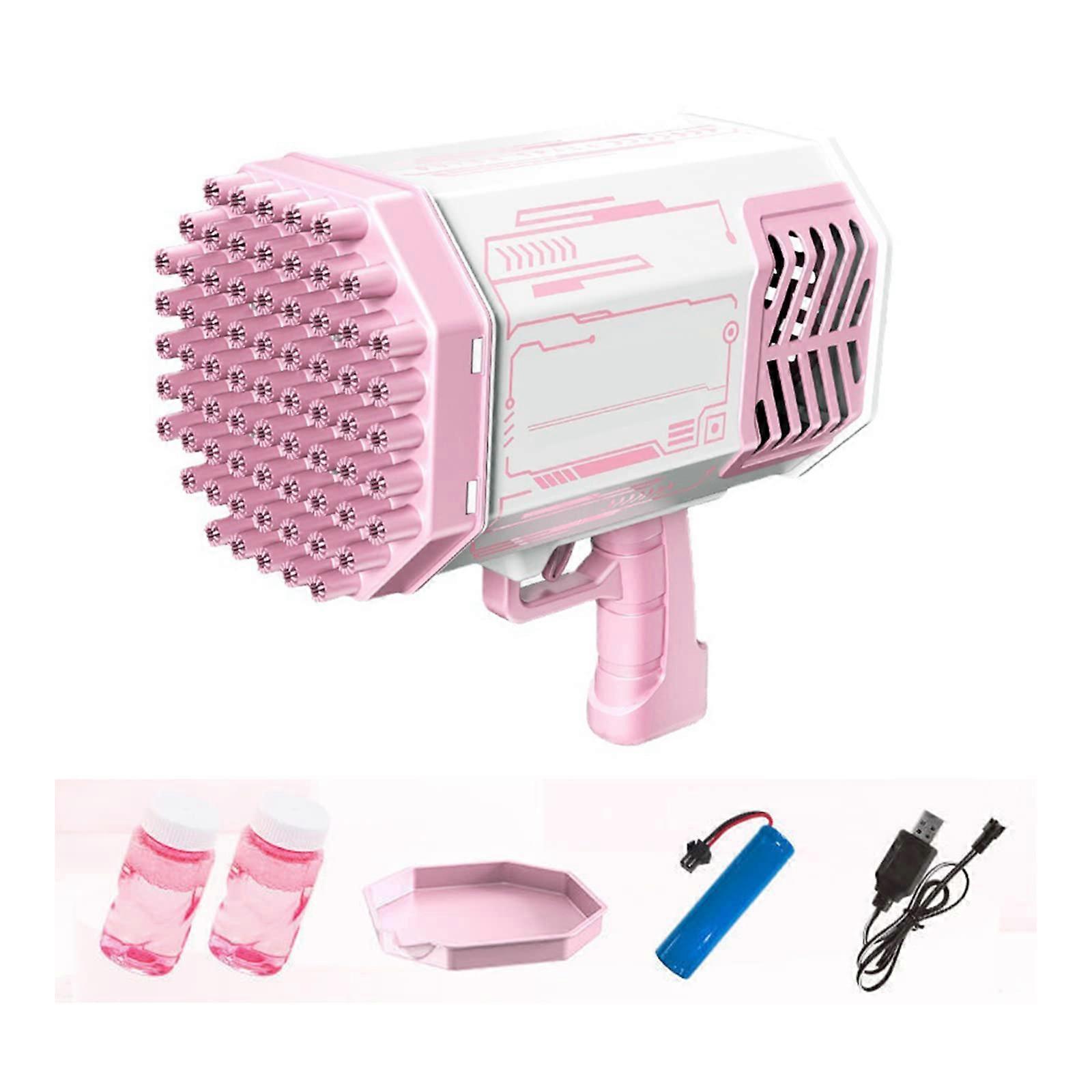 69 Hole Rocket Shaped Bubble Gun with LED Light, Automatic Electric Bubble Maker for Parties