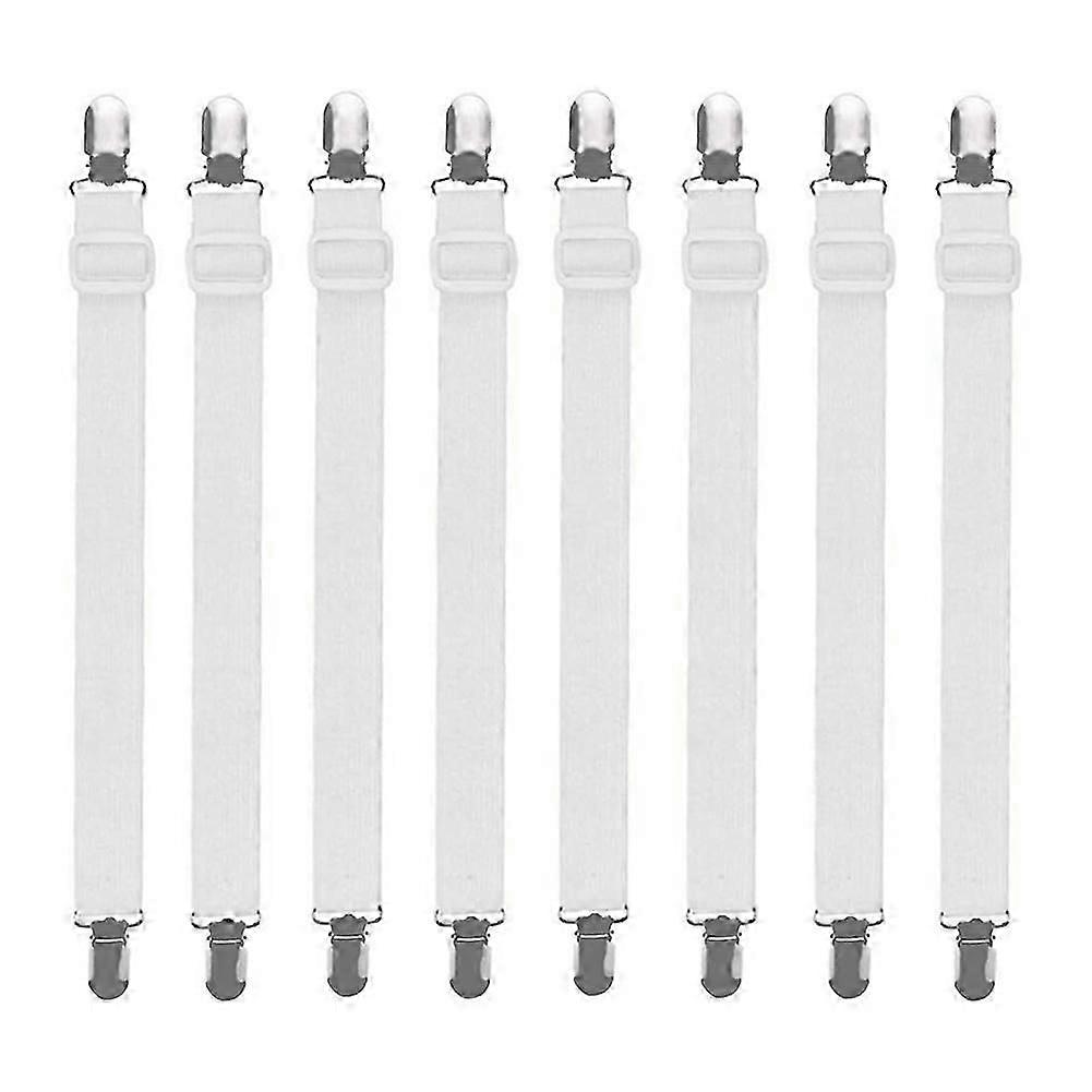 8pcs/Set Elastic Sheet Clips Double End Clips Fixed Suspender Sheet Fasteners Adjustable Length 35-70