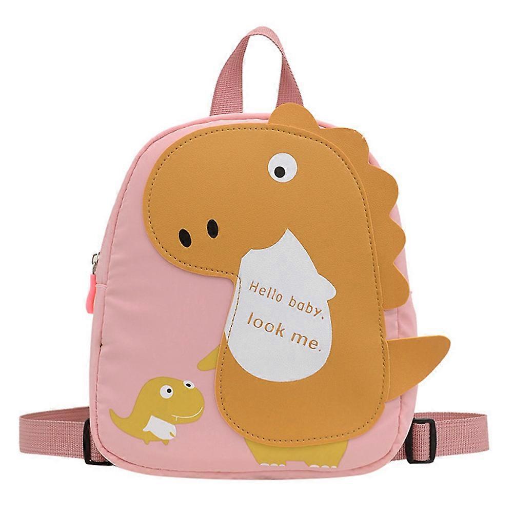 Pink Nylon Dinosaur Backpack for Kids Practical Shoulder Bag
