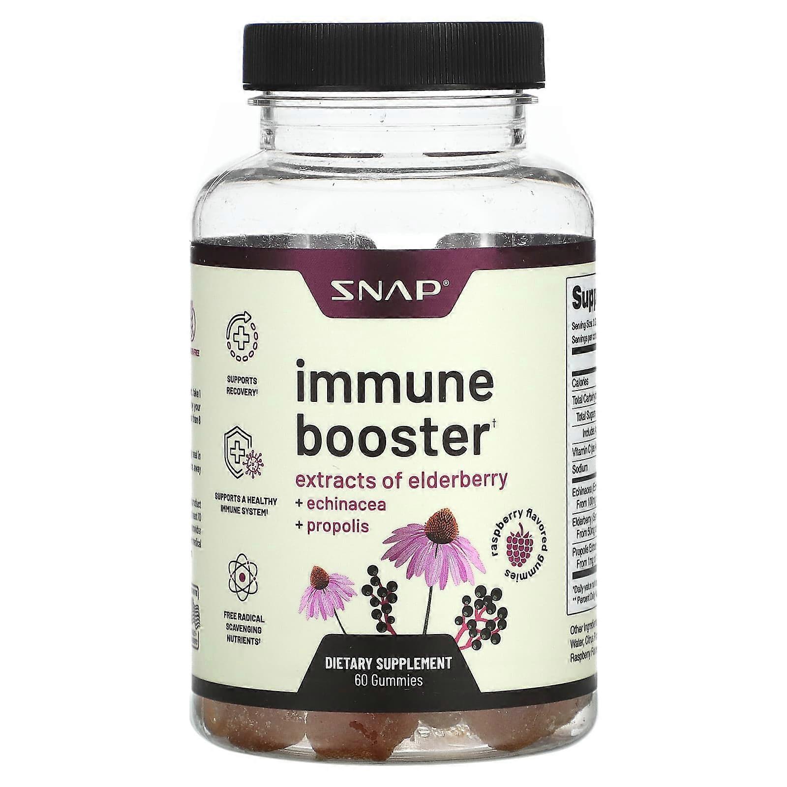 Snap Supplements, Immune Booster Gummies, Raspberry, 60 Gummies, 2-Pack