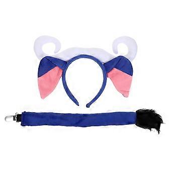 1 set kinderhoofdband met stierenhoorns en staart, accessoires voor kinderverkleedpartijen met boerderijdieren, zachte pluche koeienoren, ranchcarnavalsfeestkostuum