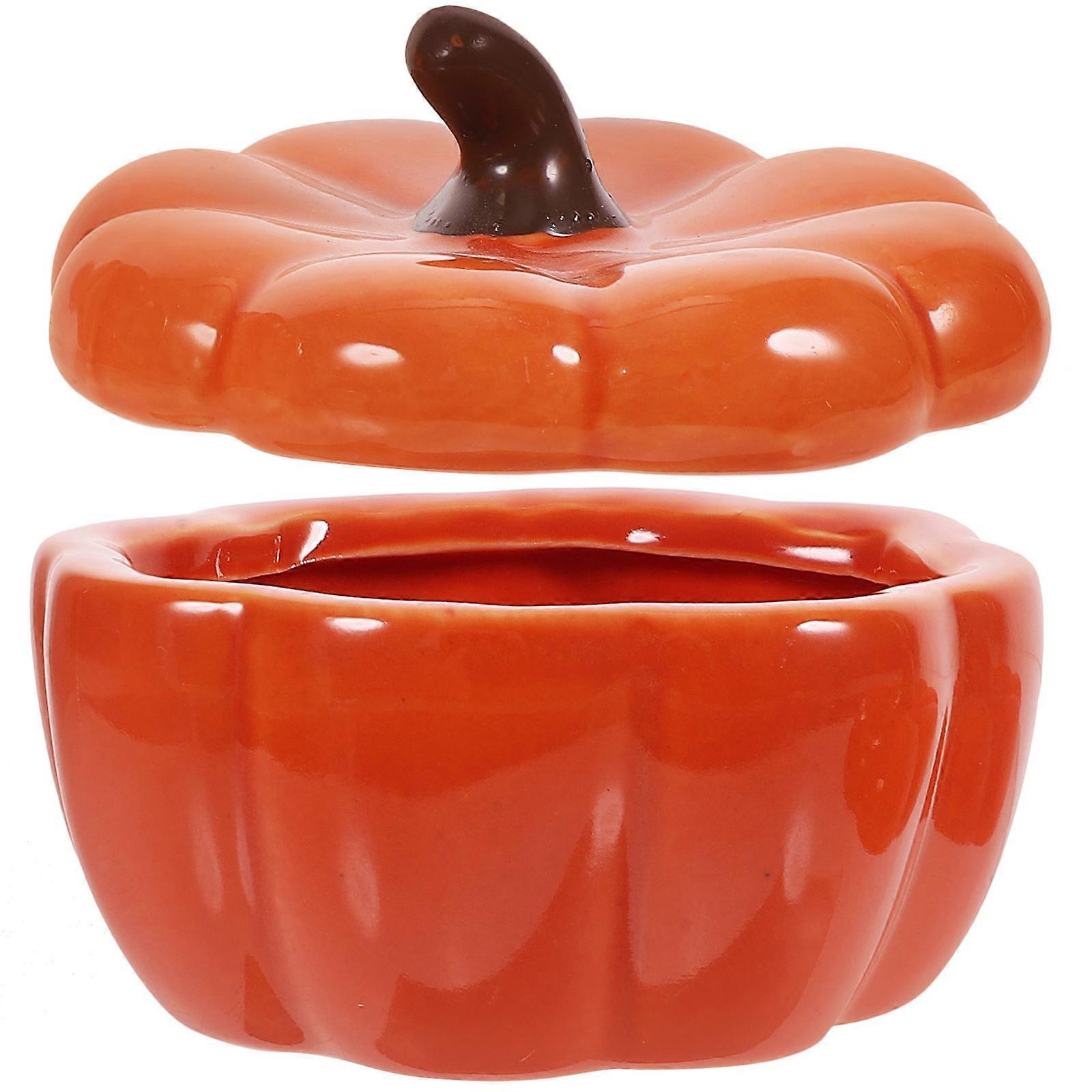Orange Ceramic Pumpkin Candleholder for Home Decor 5Pcs Set