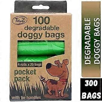 300 Degradable Tidyz doggy Dog Poo Poop Bags Strong Green & refill UK