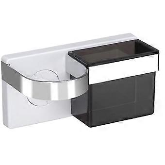 Self-Adhesive Hair Dryer Holder Wall Mounted ABS Storage Rack for Hair Brush and Styling Accessories with Silicone Clips