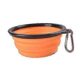 2 Pack 350ml Orange Portable Outdoor Pet Feeding Bowl, Foldable Silicone Travel Bowl for Dogs, Collapsible Water and Food Bowl for Camping Hiking
