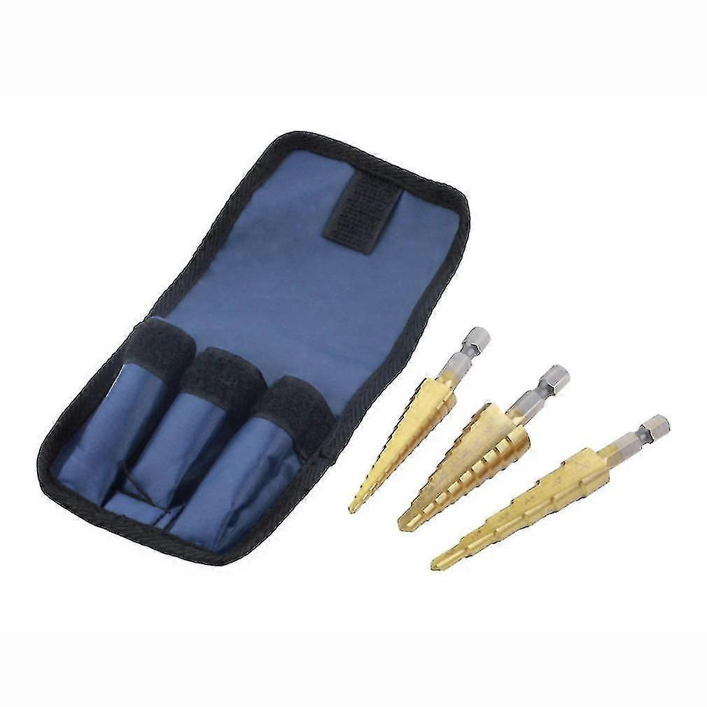 3pcs Quick-change 1/4" Hex Shank Larger Titanium Coated Step Drill Bit Set