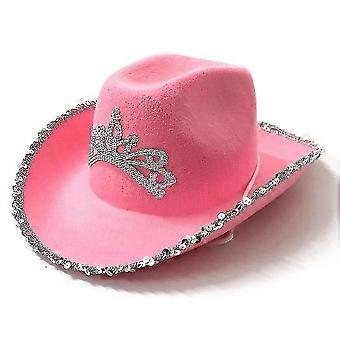 Yesfit Western Cowboy Hat Cap, Crown, Reiseforestilling Kvinner Hatspink