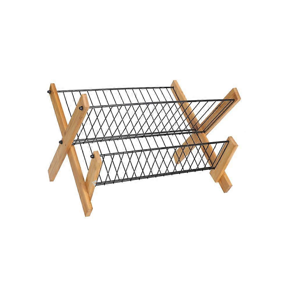 Bamboo Collapsible Dish Drying Rack Foldable Metal Dish Rack