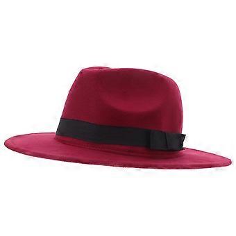 Classic Unisex Structured Wool Fedora Hat for Men and Women (Wine Red)