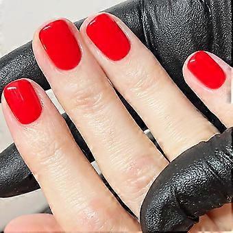 24Pcs Red Square Press-On Nails, Glossy Solid Acrylic Full Cover for Women