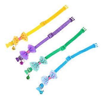 4 stks Schattige Strik Halsband Hond Halsband Grappige Bel Huisdier Halsband Huisdier Ring Dierbenodigdheden (Geel, Hemelsblauw, Groen, Paars)