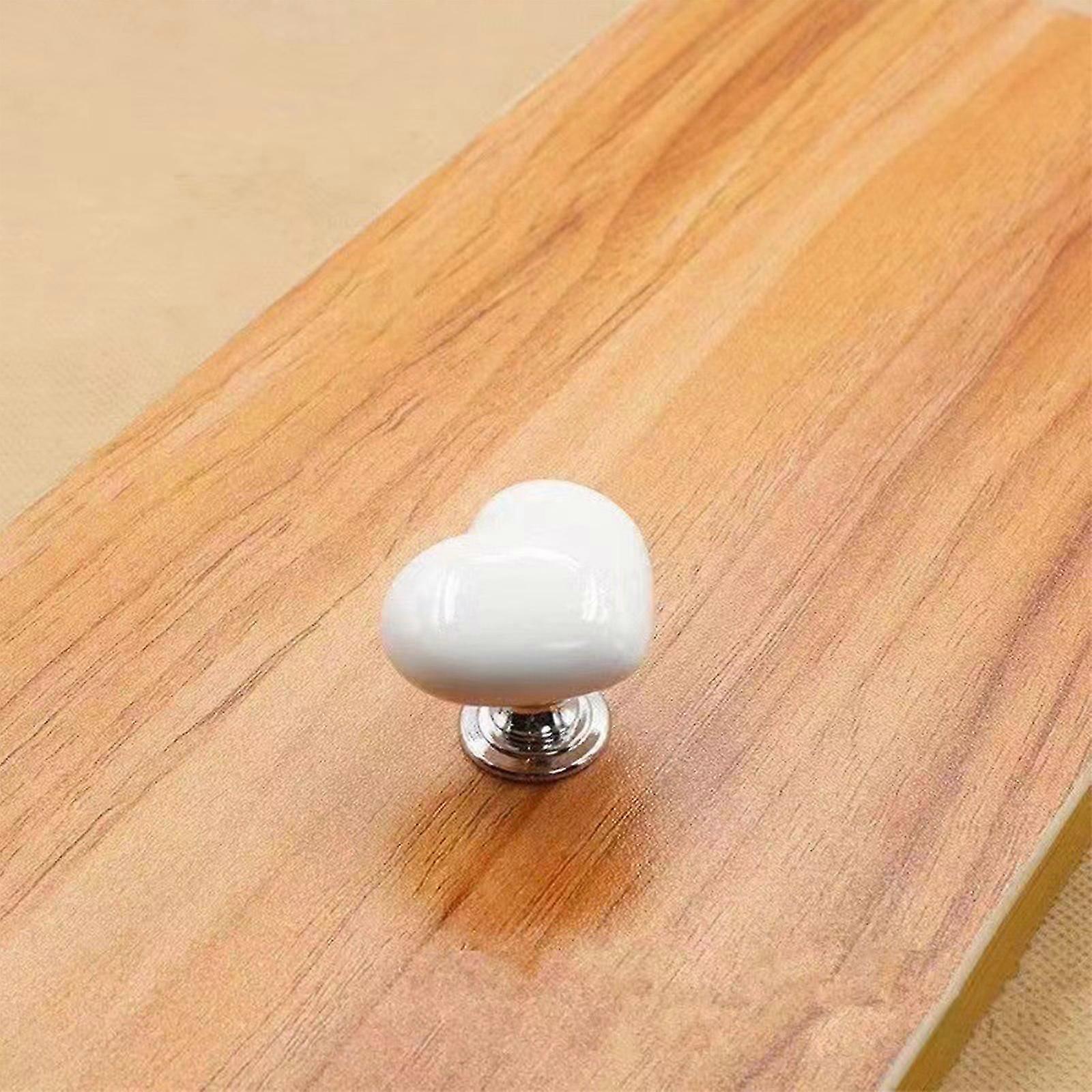 2pcs Ceramic Cabinet Knobs Drawer Knobs, Heart Shaped Dresser Knobs Cute Kitchen Cabinet Pull Handles, Cabinet Decorative Knobs
