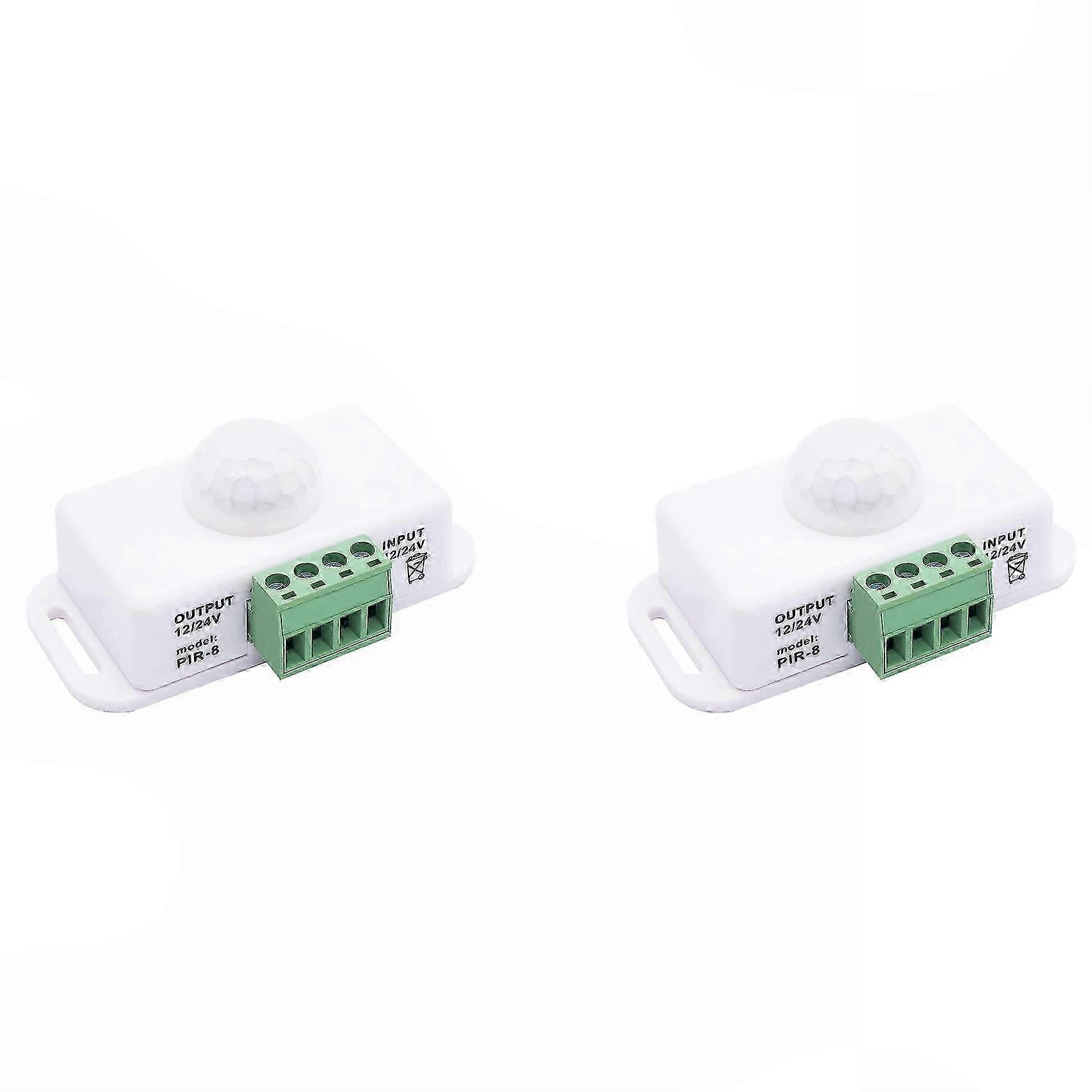 Automatic Motion Detection for LED Strips, 2X PIR Infrared Switch Body, DC 12V/24V Motion Sensor Controller, White with Timer