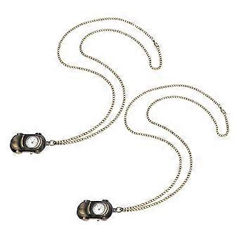 Titanium Vintage Car Shape Pocket Watch Automotive Hanging Chain for Decoration 2Pcs