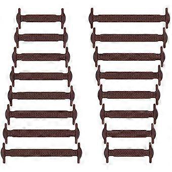 BrownTieless Shoelaces for Kids and Adults - Lacci elastici per sneakers - Lacci piatti in silicone per scarpe da corsa