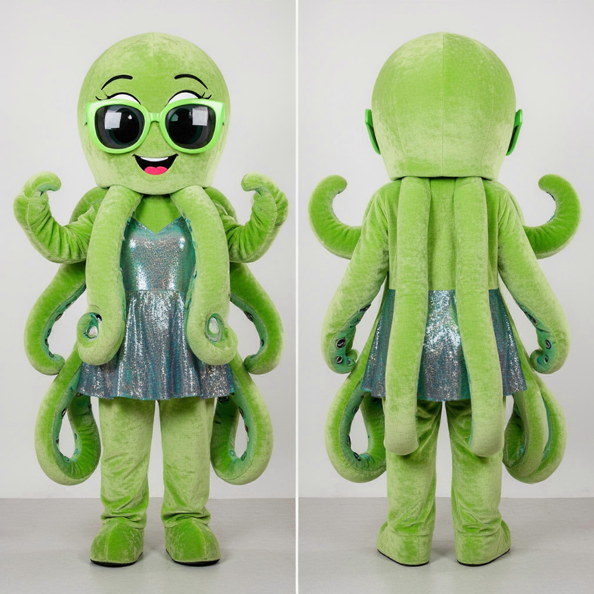 MASTICOT Lime Green Playful Octopus Mascot
