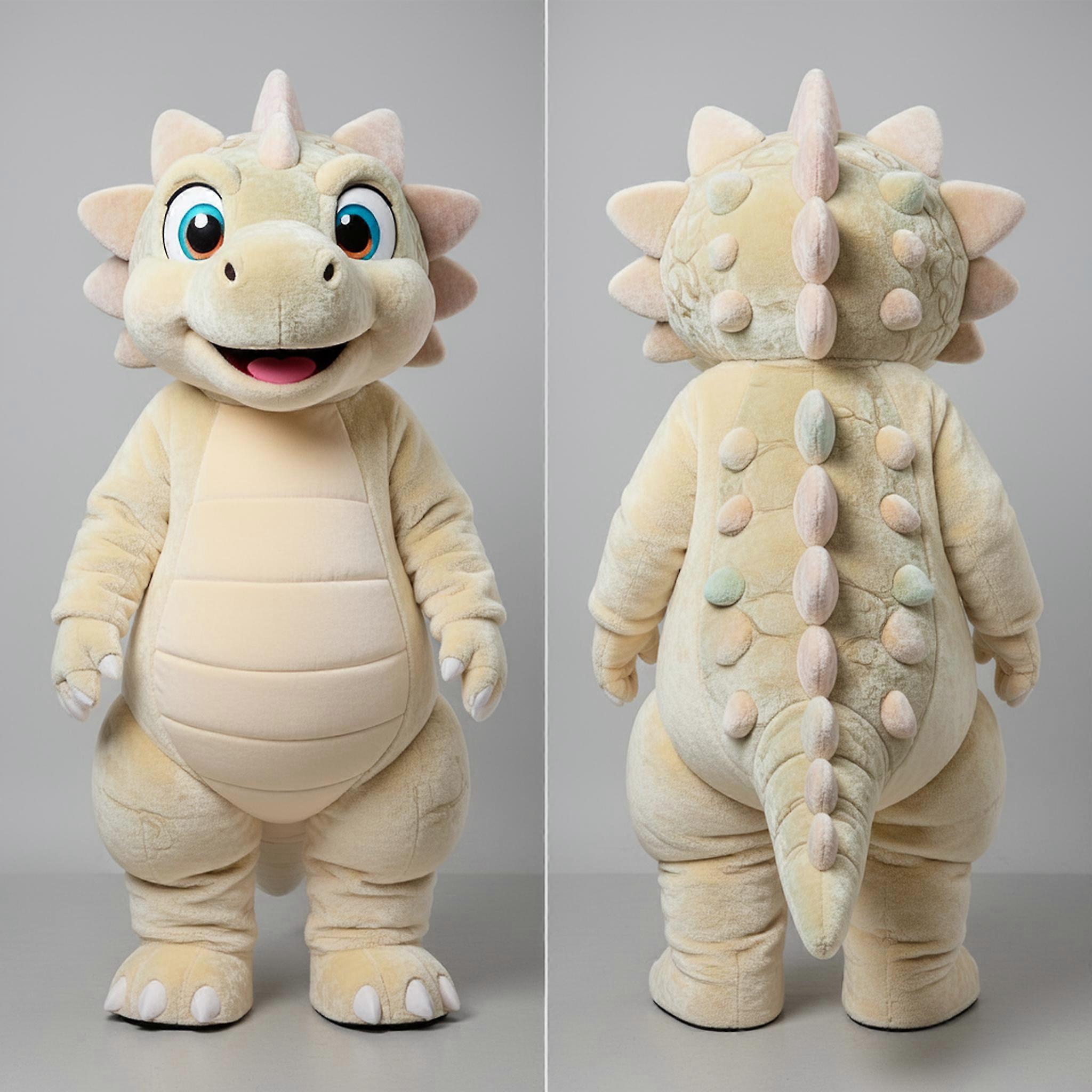 MASTICOT Cream White Rounded Ankylosaurus Mascot