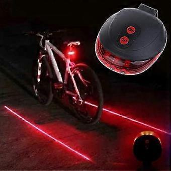 2 Laser + 5-LED Bicicleta Ciclismo Lanterna de Aviso Luz de Aviso Piscando Luz de Alarme