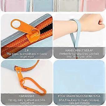 Portable silicone treat bag for dogs  snack bag for training and walks, for outdoor use, light blueJNNJV