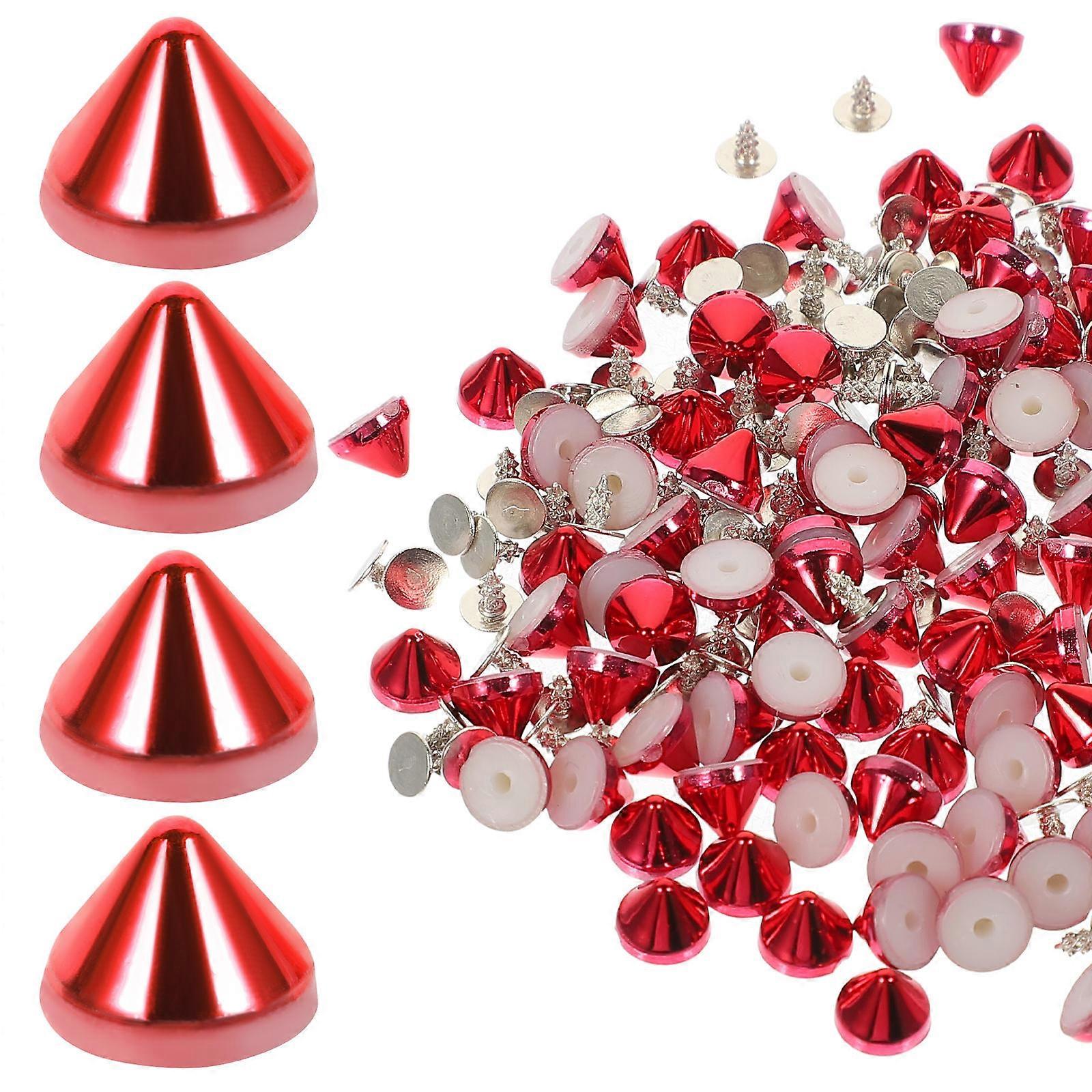 100Pcs Red Plastic Rivets for DIY Crafting Sharp Studs Set