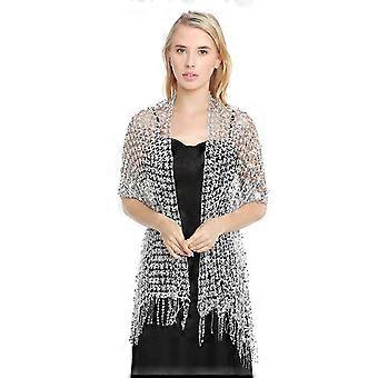 Delicate Tassels Trim Shawl for Ladies Summer Lightweight Shawls Wedding Party Scarf with Shinning Sequins_OpLa2