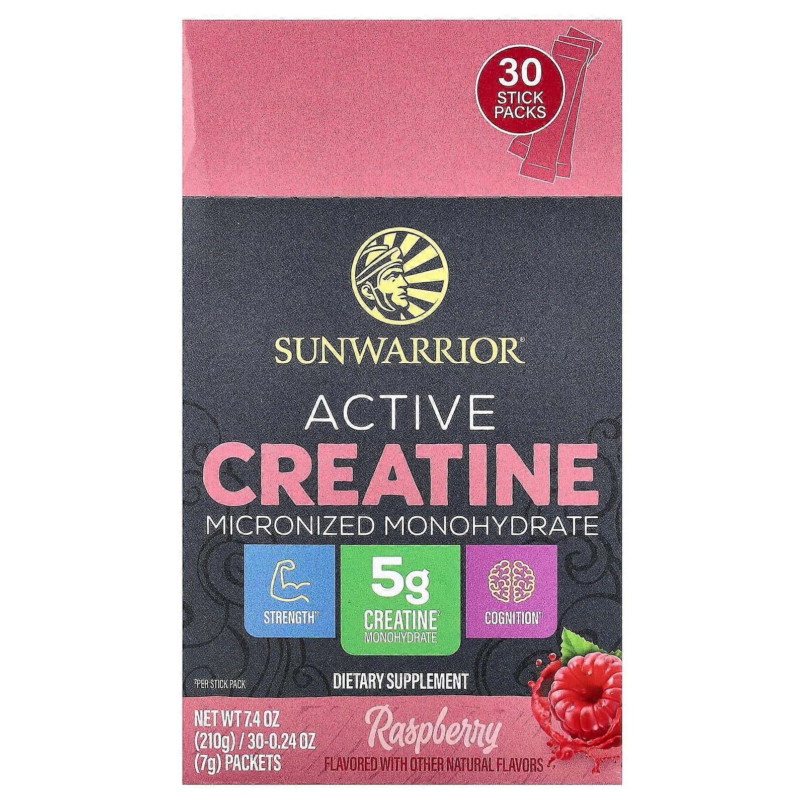 Sunwarrior, Active Creatine Monohydrate, Raspberry, 30 Packets, 0.24 oz (7 g) Each