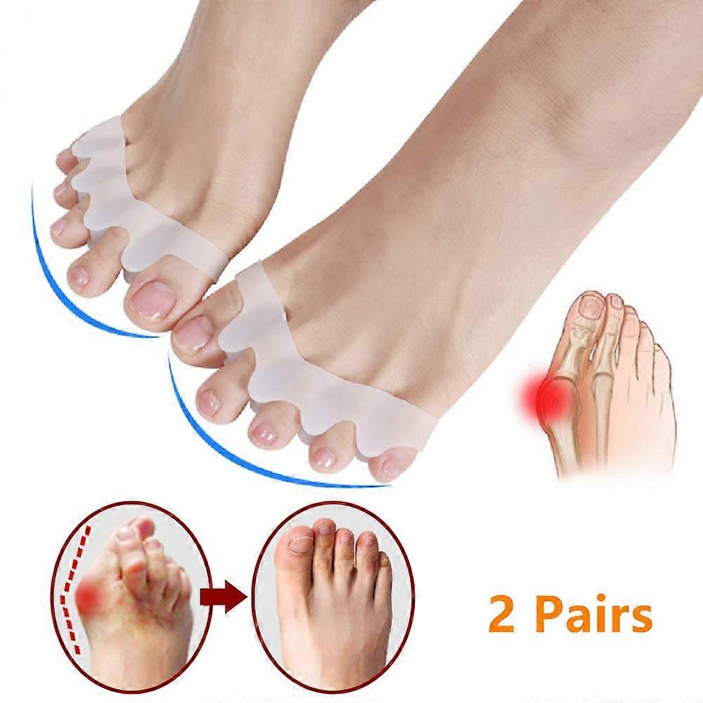 4PCS Toe Separators and Bunion Corrector Splint for Big Toe Alignment, Overlapping Toe Relief, White