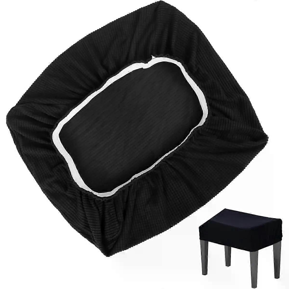 Piano Stool Cover Full Wrapped Thickened Polyester Black