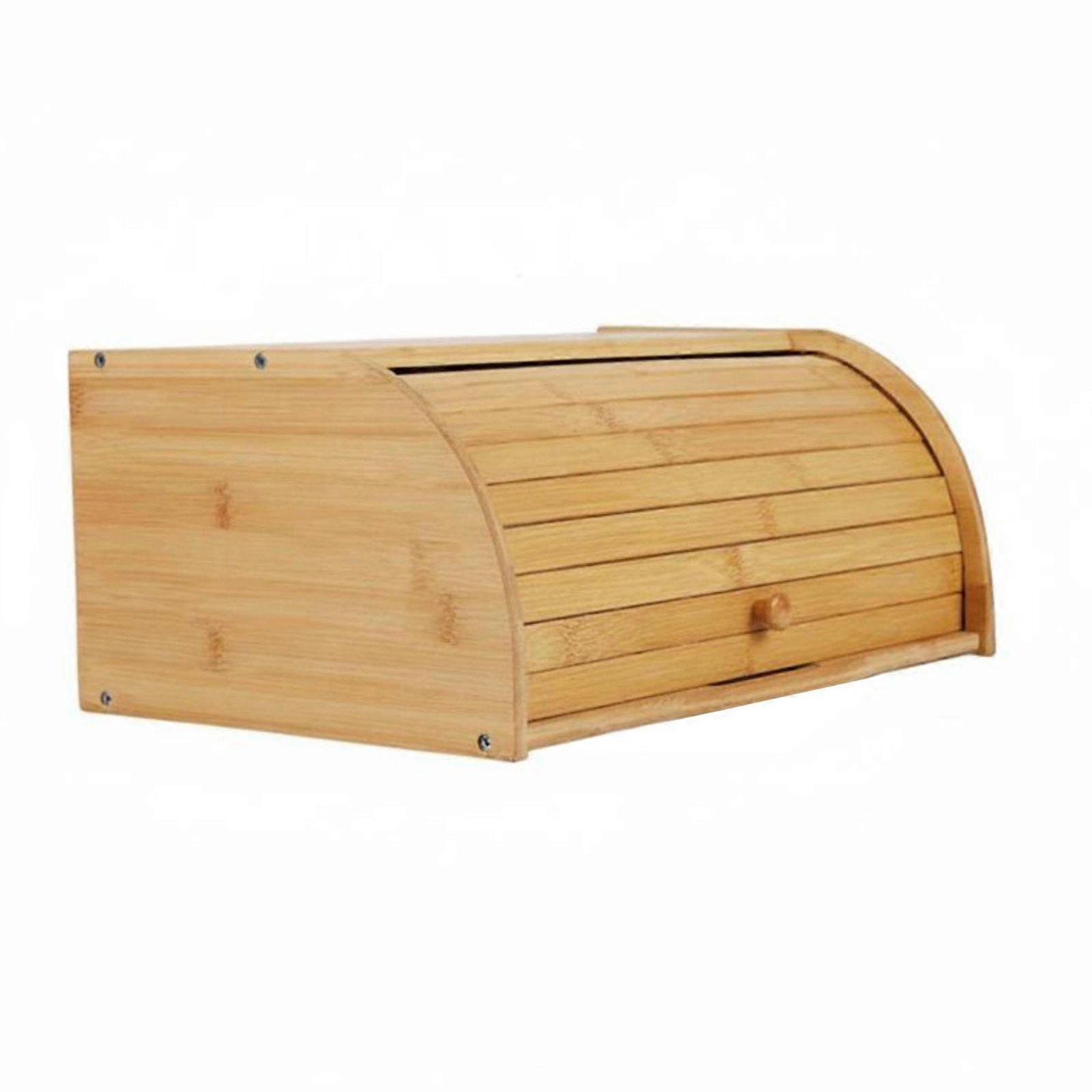 Bamboo Bread Storage Container Easy Assembly Kitchen Organizer for Pantry