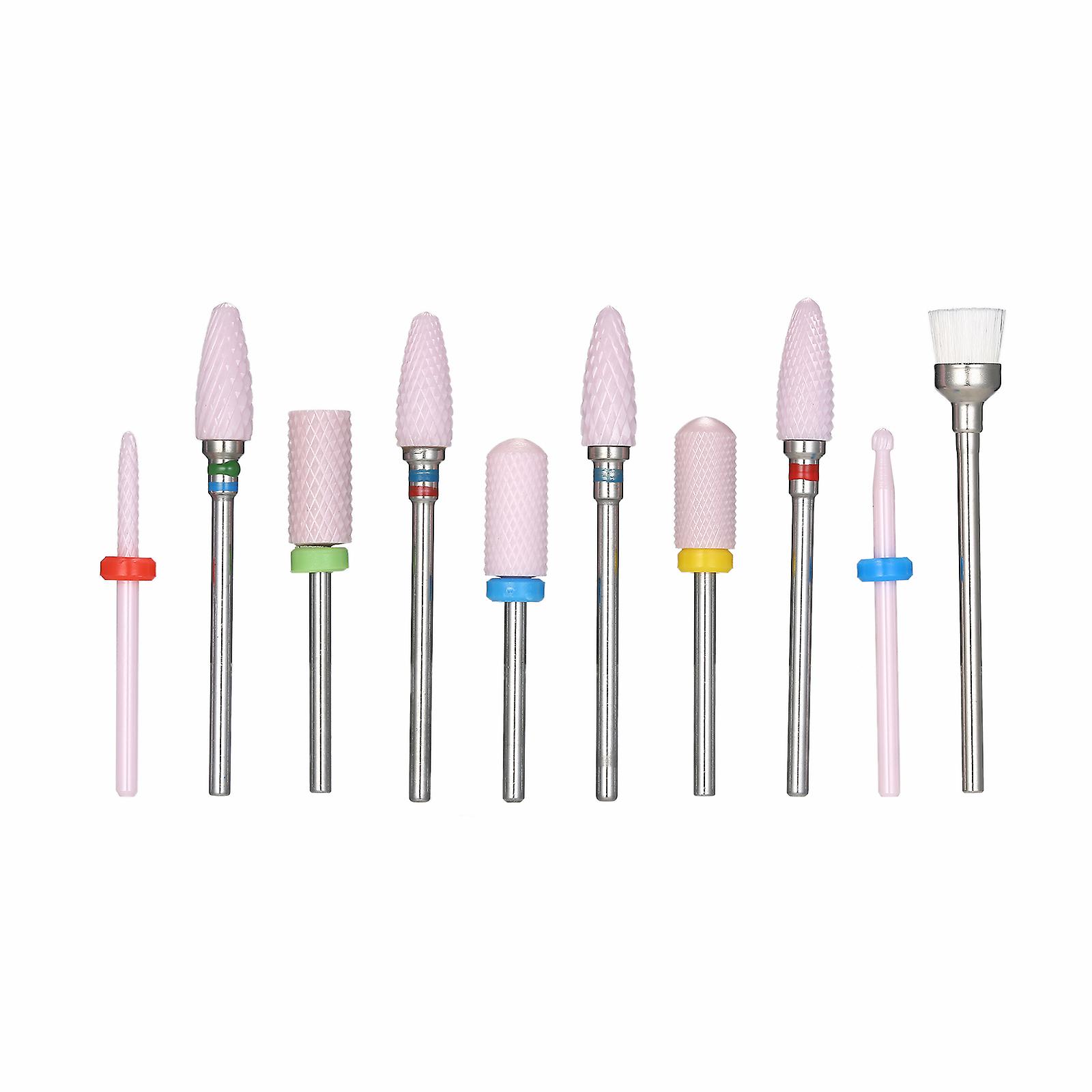 10pcs Ceramic Nail Drill Bits Pedicure & Manicure Drill Bit Set