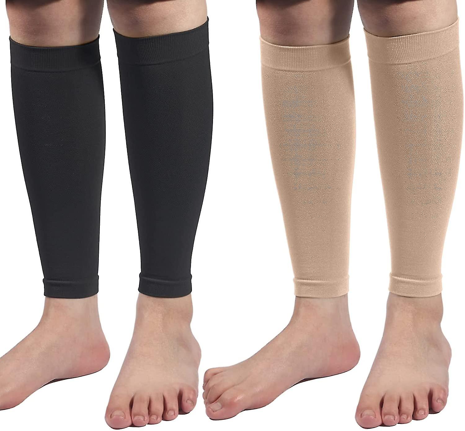 Calf Compression Sleeves- Shin Splints And Calf Support Brace Black Skin