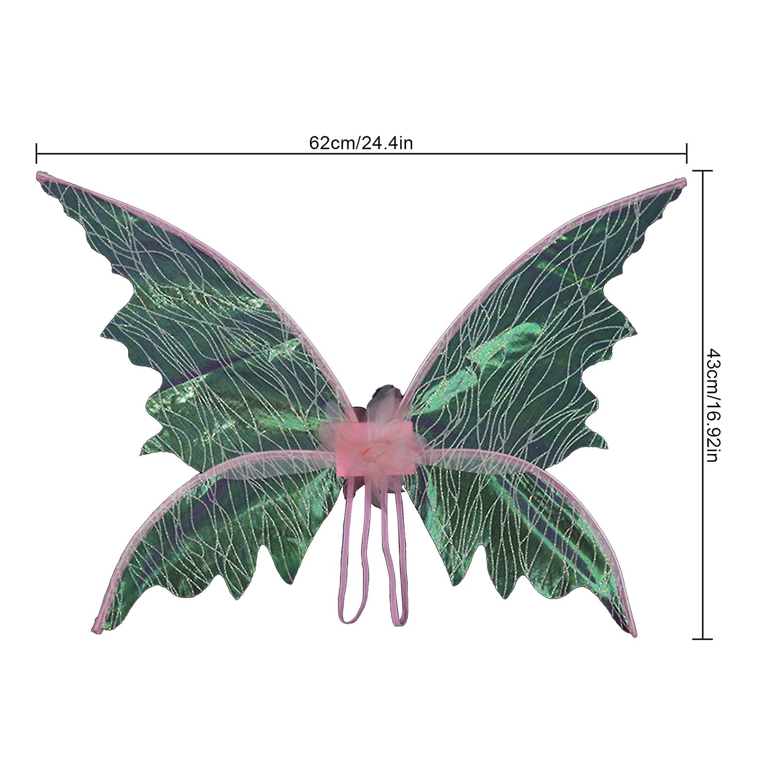Feenflügel Für Erwachsene – 80x75 Cm, Mit Blumenkranz, Zauberstab & Ohren, Für Cosplay, Halloween & Partys
