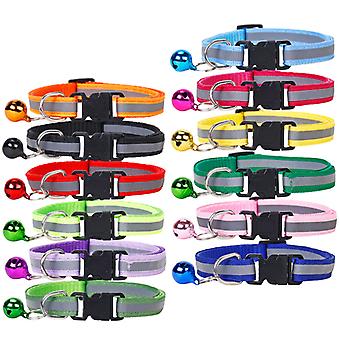 12pcs Set Cute Adjustable(19-32cm) Kitten Collar with Bell and Safety Buckle, Cat Kitten Puppy Collar(1cm in width)